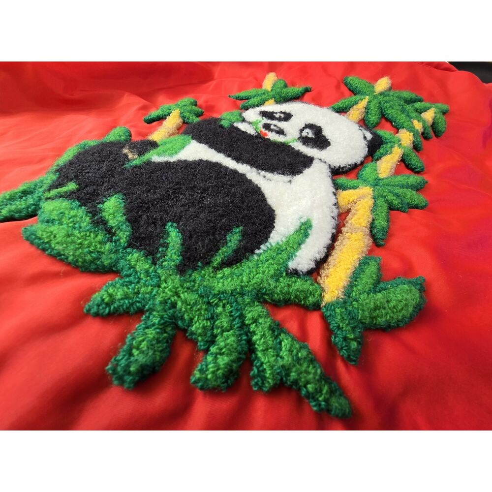 Vtg 80s Panda Bear Embroidered Loop Yarn Jacket UNISEX - Picture 3 of 13
